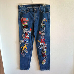 Vintage SP Black Label Size 30 Womens Skinny Denim Jeans W/ Patches